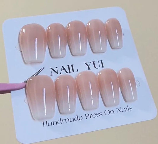 Handmade Gradient Ombre Nude Milky Press On Nails Nude Nails Milky Nails Ombre Nails Gradient Nails Gel Nail Coffin Oval Square Stiletto