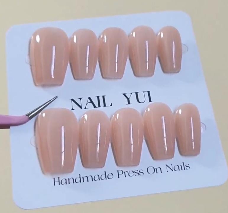 Handmade Nude Press On Nails Nude Nails Gel Nail Coffin Oval Square Stiletto Long Medium Short 10Pcs