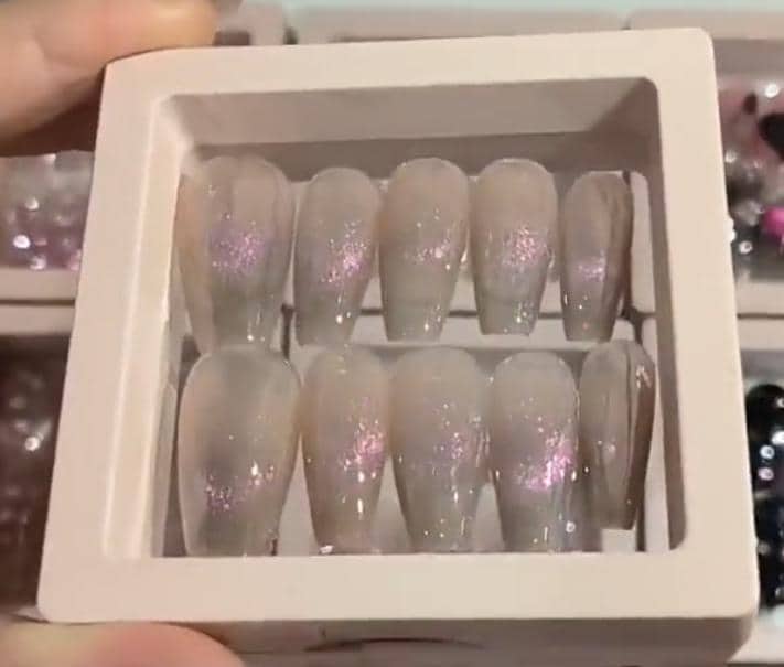 Handmade Black Pink Cat Eye Ombre Press On Nails Ombre Nails Pink Nails Cat Eye Nails Coffin Nails Reusable Nails Acrylic Nails