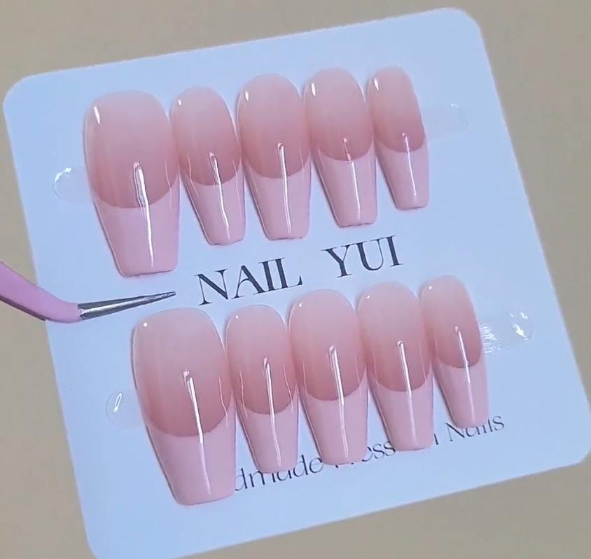 Handmade Light Pink French Nude Ombre Press On Nails Ombre Nails French Nails Pink Nails Simple Nails Daily Nails