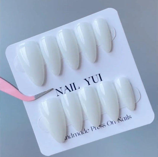 Handmade Milky White Press On Nails Milky Nails White Nails Pure Color Nails Simple Nails Office Nails Gel Nail Custom Shape Custom Size