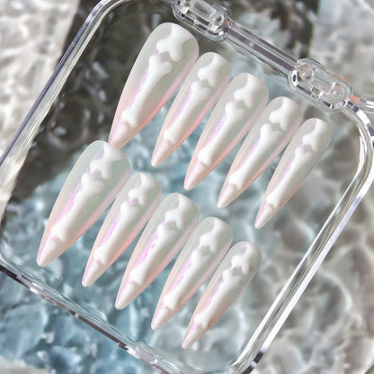 Pink Aurora Skeleton Press On Nails