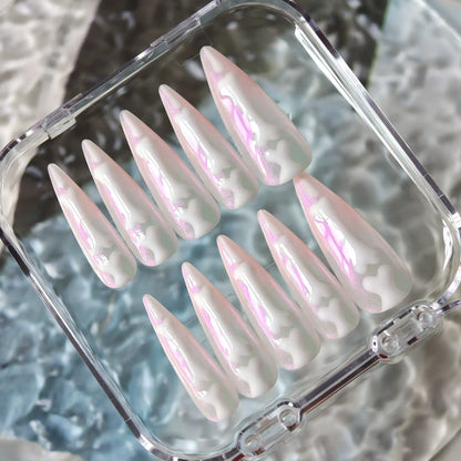 Pink Aurora Skeleton Press On Nails