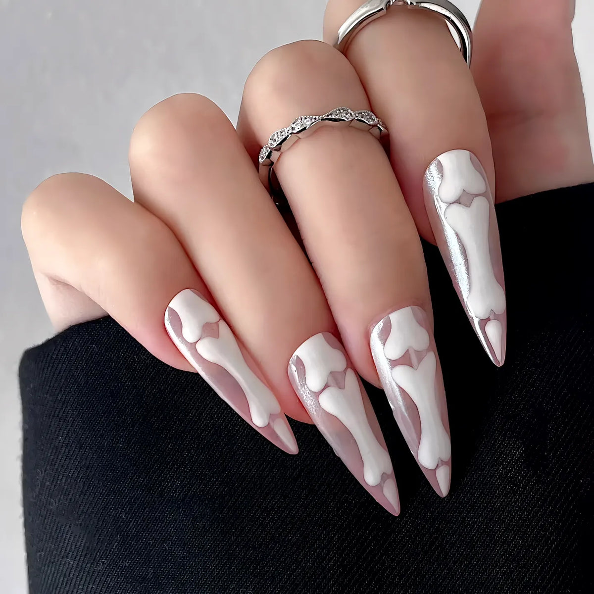 Pink Aurora Skeleton Press On Nails