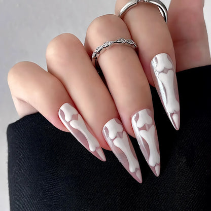 Pink Aurora Skeleton Press On Nails