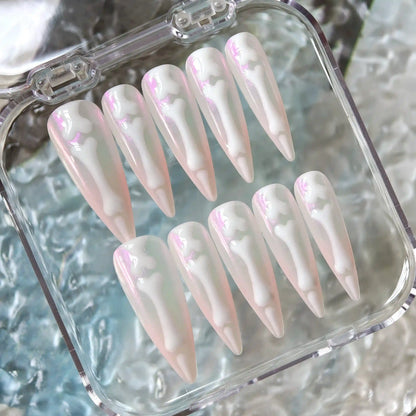 Pink Aurora Skeleton Press On Nails