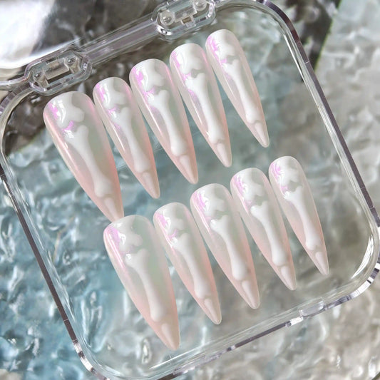 Pink Aurora Skeleton Press On Nails