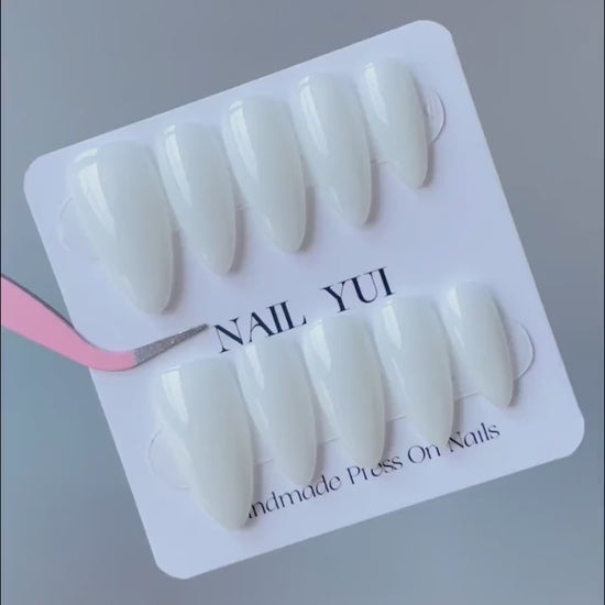 Handmade Milky White Press On Nails Milky Nails White Nails Pure Color Nails Simple Nails Office Nails Gel Nail Custom Shape Custom Size