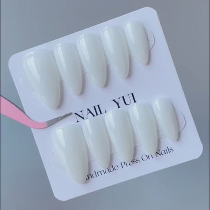 Handmade Milky White Press On Nails Milky Nails White Nails Pure Color Nails Simple Nails Office Nails Gel Nail Custom Shape Custom Size