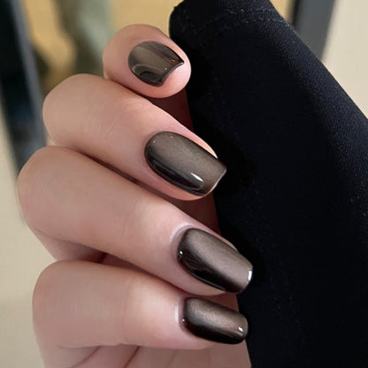 Handmade Dark Brown Glass Bead Cat Eye Press On Nails Cat Eye Nails Moonlight Nails Crystal Nails Glass Bead Nails Aurora Nails