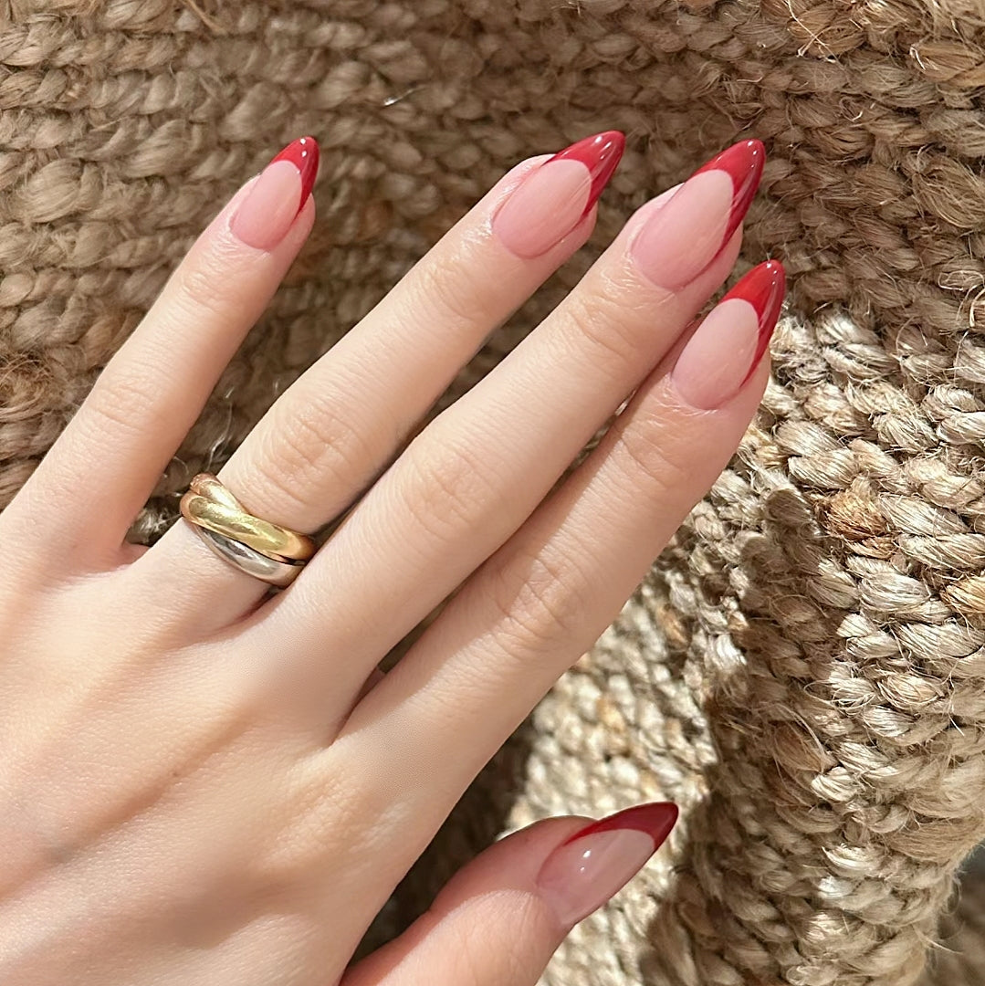 Handmade Red French Press On Nails Red Nails French Nails Simple Nails Daily Nails Christmas Nails New Year Nails