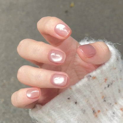 Handmade Dusty Pink Gradient Ombre Light Bulb Cat Eye Press On Nails Cat Eye Nails Light Bulb Nails Dusty Pink Nail Custom Shape Custom Size
