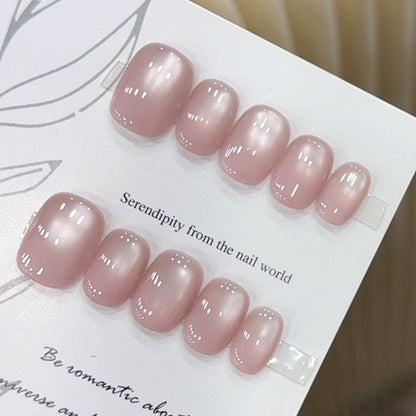 Handmade Dusty Pink Gradient Ombre Light Bulb Cat Eye Press On Nails Cat Eye Nails Light Bulb Nails Dusty Pink Nail Custom Shape Custom Size