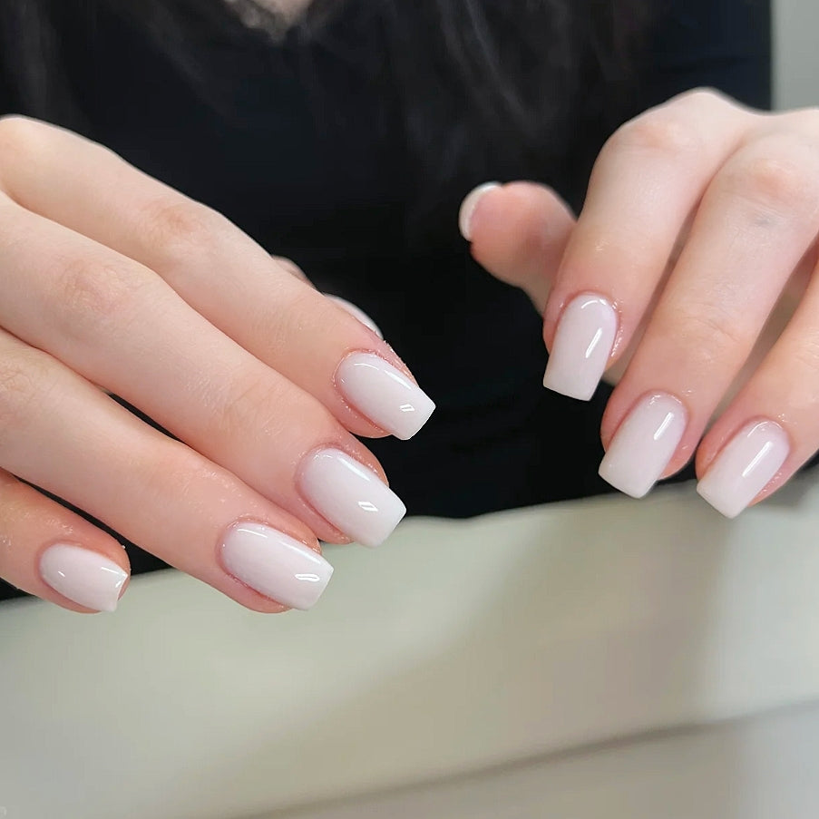 Handmade Milky White Press On Nails Milky Nails White Nails Pure Color Nails Simple Nails Office Nails Gel Nail Custom Shape Custom Size